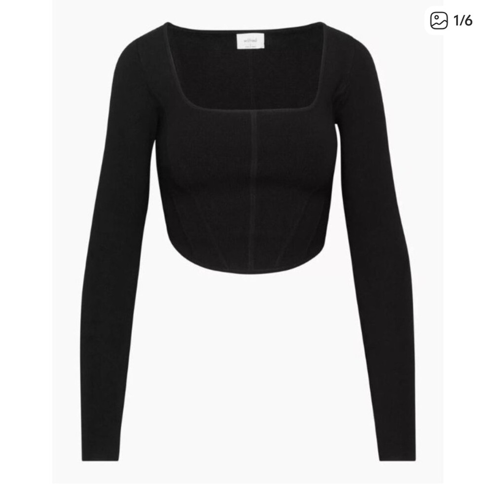 Aritzia Wilfred Natalie black corset long sleeve top size medium